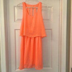 Rue 21 New Neon Peach 🍑 Dress Cute ruffle top,lined skirt,perfect summer go to!